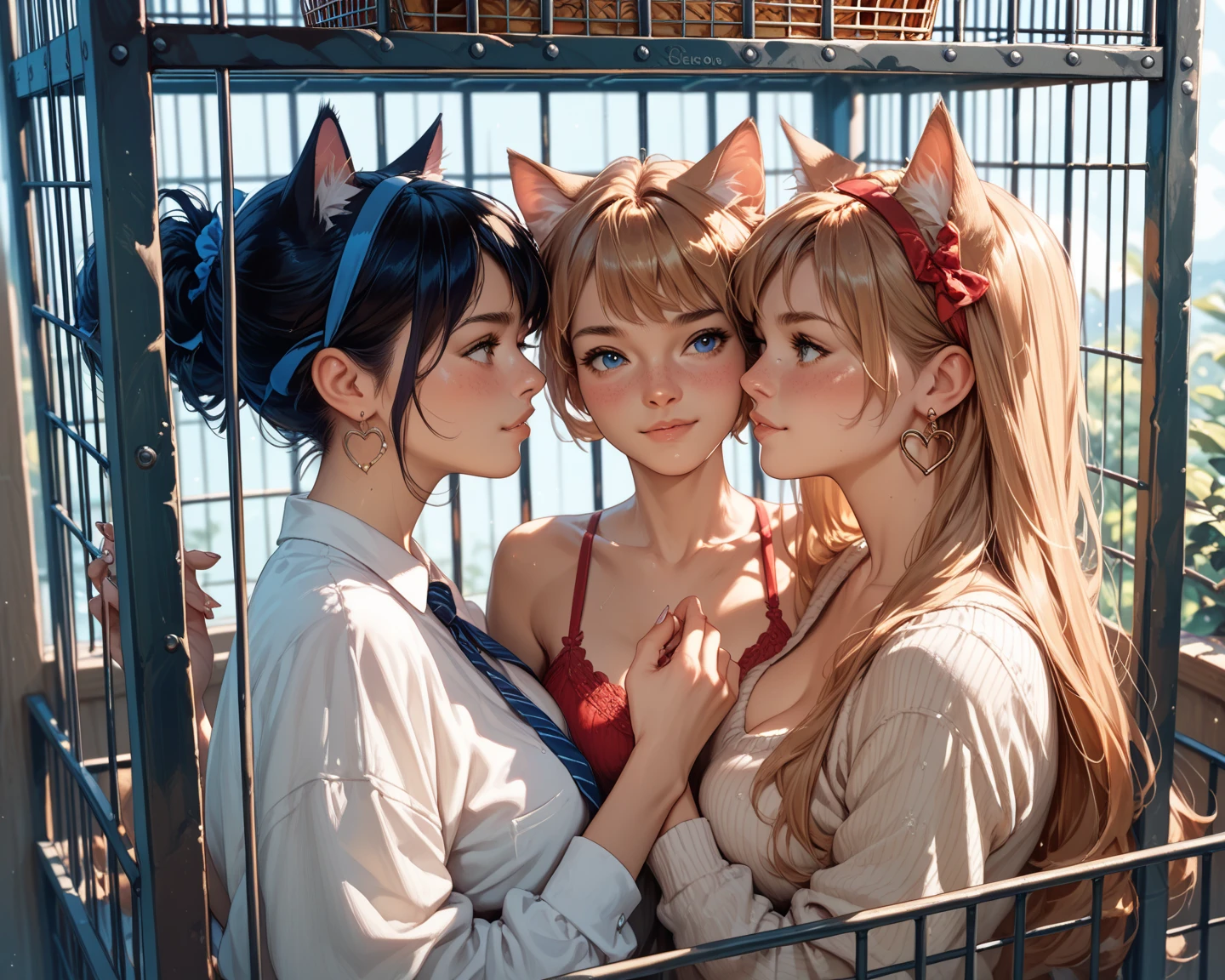 (cute anime catgirl+anime girl with cat ears:1.3), Clear and generous anime sketches,semirealistic anime style,Fresh and simple,Beautiful and delicate,We do not pursue cuteness that is overly contrived,Blue tone,The light and shadow are naturally gentle,Simple and ordinary environment,Make people notice the perfect character design。 --auto