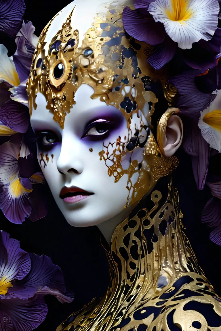 "Rosen maiden, (masterpiece, best quality), (illustration), strange fungal disease dense forest, transparent sticky substance, caustics, crystals, close-up, intricate details, dark background, sparkling spores, rainbow crystals, darkness", made of metal, cyborg: 1.1, [detailed wire]: 1.3, (complex details), HDR, (complex details, hyperdetailed: 1.2),