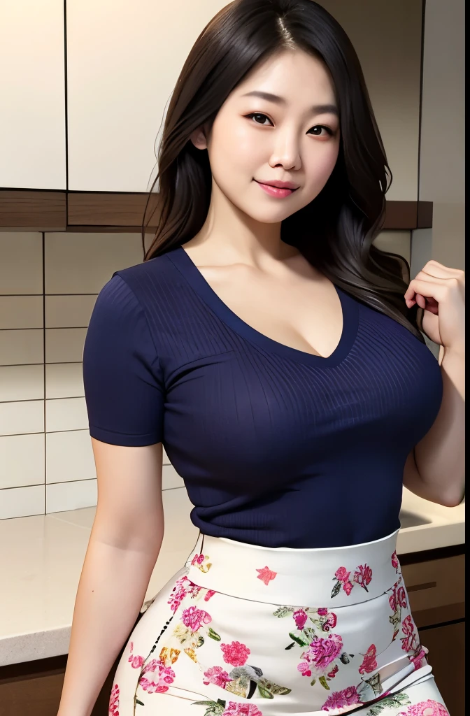 Beautifull, mother-in-law, japanese, v-neck knit shirt, sexual expression, in the kitchen, voluptuous, conquer circle skirt pattern