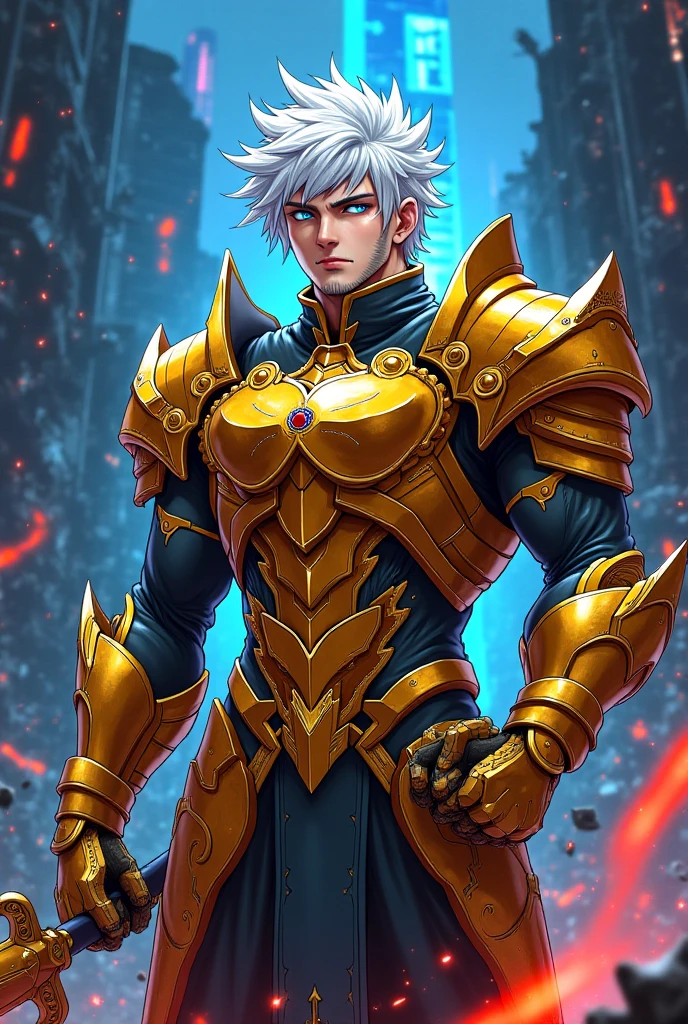 ((high qualiy)). cartoon character. Knights in golden armor.