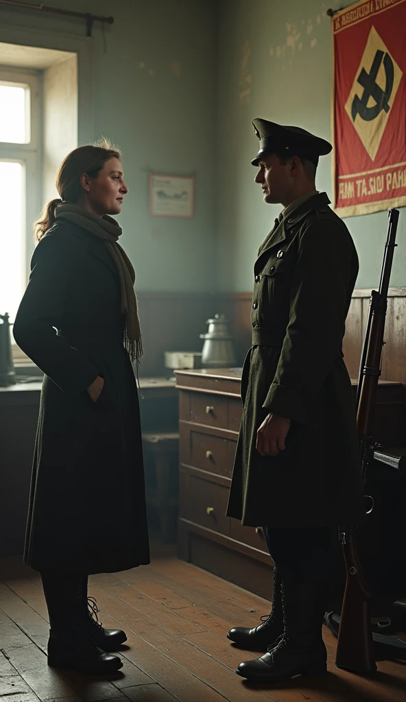 after World War II a woman goes to the police station with a letter handing it to a police officer
