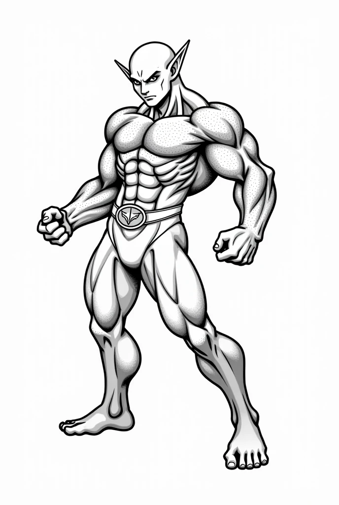bodybuilder male front ((whole body)) black and white Pose Manga Style