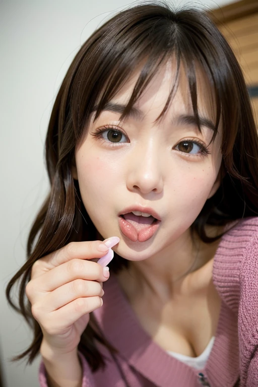 (highest resolution, clear_Image 1.2) 、(Beautiful girl with golden ratio face)、(18 year old girl)、(very vivid eyes、wolf eyes 1.2)、wonderful, table top, high detail, lip gloss、very beautiful girl、 alone, beautiful girl like a model、(long sleeve sailor suit、highly detailed pleated scarf, beautiful and detailed eyes, beautifully detailed nose,((((tongue lick)))、