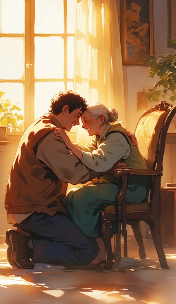 old man, sitting, blonde hair, forest, <lora:depthmap-000002:1:XYZ>