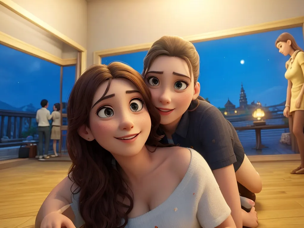Actress Anna Kendrick and Male Version of actress Brittany Snow are kissing. Anna grabs Male Brittany doesn't wear clothes.