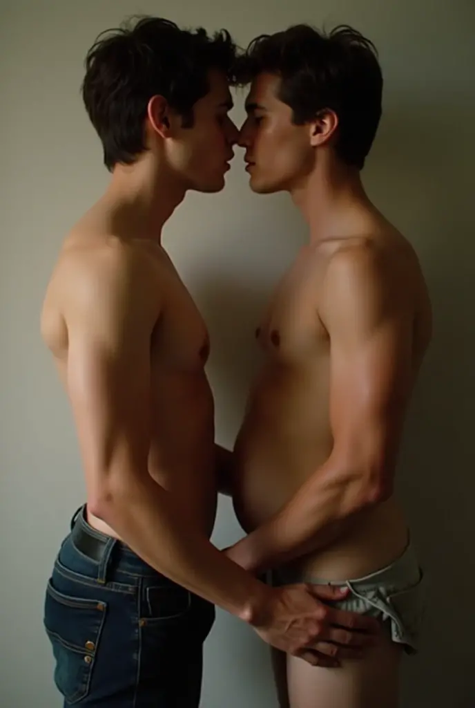 ((( tall skinny korean young boy kiss with a short very old fat man))) , kissing , 2male , full length shot(fls) ,nudity , nsfw , hips , thighs , ((all nude , all naked)) ,side view , kiss ass