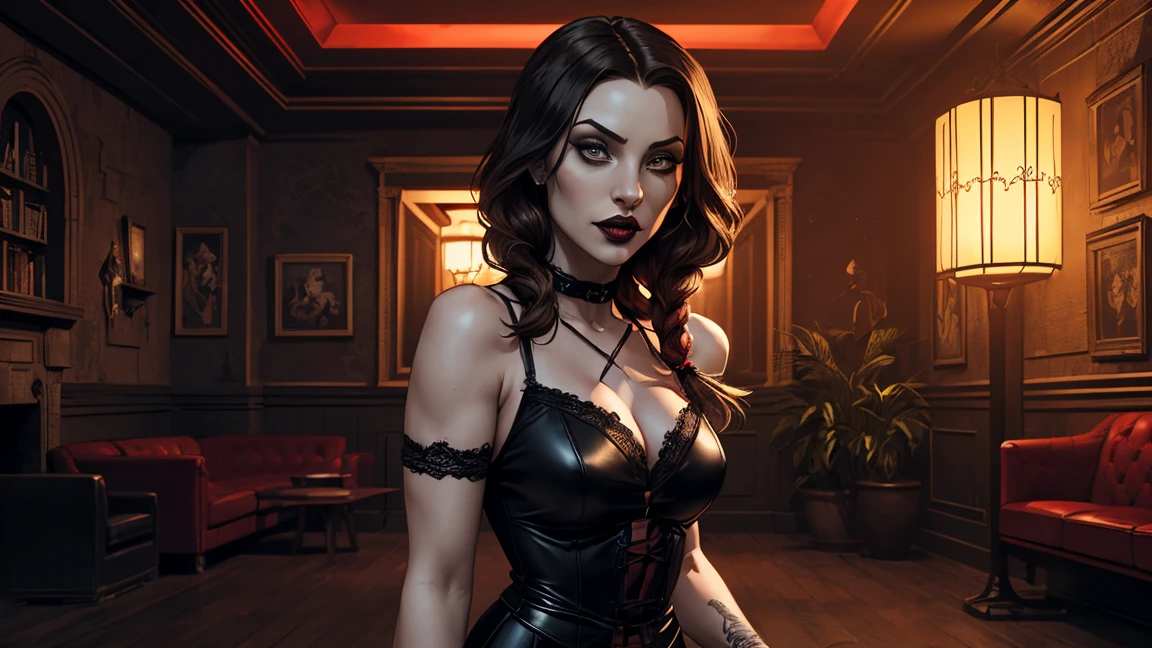 solo, (Blue emo hair:1.2), (black corset:1.2), (pleated micro skirt), (huge breasts:1.2) (wide hips), (masterpiece), green eyes, (heavy goth makeup:1.3), (dark lighting:1.2), perfect body, (ultra realistic eyes), (detailed face), symmetrical balance, in-frame, symmetrical face, symmetrical body, symmetric hands.
