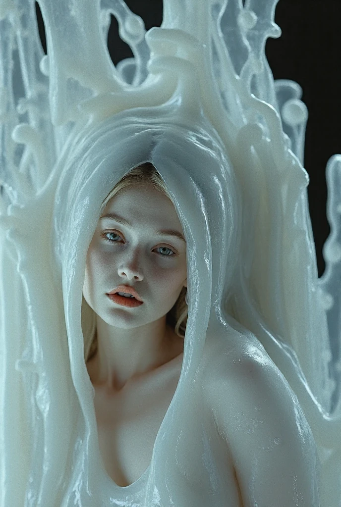 White slime and viscose covering your face