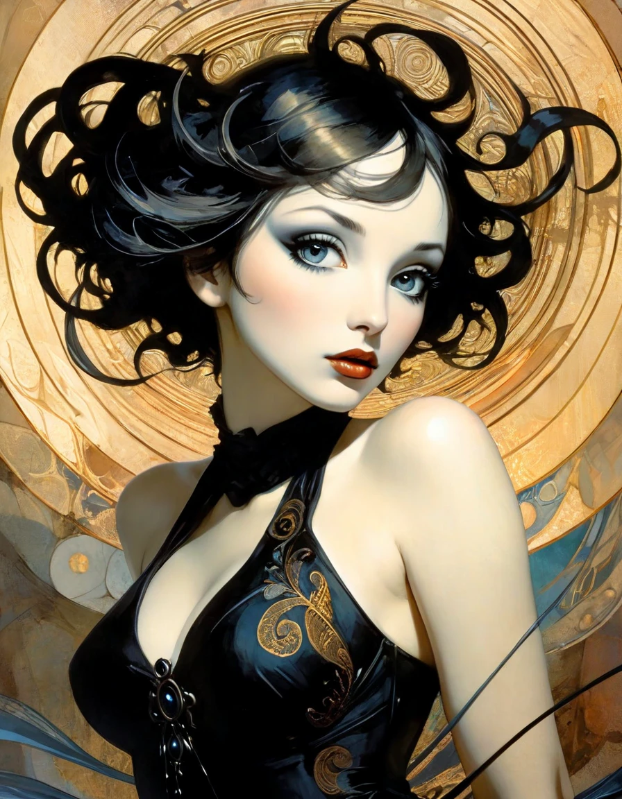 eroticism, sex (best quality,4k,8k,highres,masterpiece:1.2),ultra-detailed,(realistic,photorealistic,photo-realistic:1.37),intricate details,vivid colors,sharp focus,professional,Dave McKean artwork, oil touch of surrealism,oil painting style,portrait,woman,beautiful detailed eyes,beautiful detailed lips,dreamlike atmosphere,shadow play,soft lighting,playful pose,minimalist room,dark hues,ethereal background,fantasy elements,texture,layered composition.
