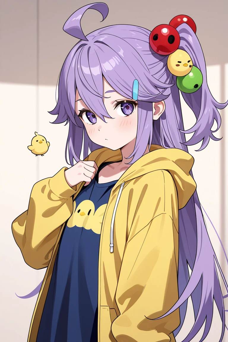 1girl, miko_kubota, long hair, yellow shirt, off shoulder, navel, pants, sweater around waist, fingerless gloves, (blush:1.4), cowboy shot, looking at viewer, panicking, embarrassed, open mouth, hands on own face, <lora:miko_kubota-15:0.9>