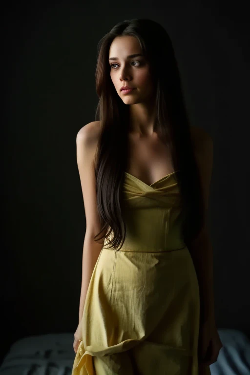 masterpiece, best quality, cinematic photo of woman, long hair, dress, 0.3mp camera, photograph, film, highres