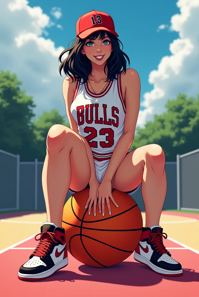 create a realistic image of a woman playing basketball wearing a bikini , woman has a big butt and full breasts , USA flag in the background , 8k, nsfw --auto --s2