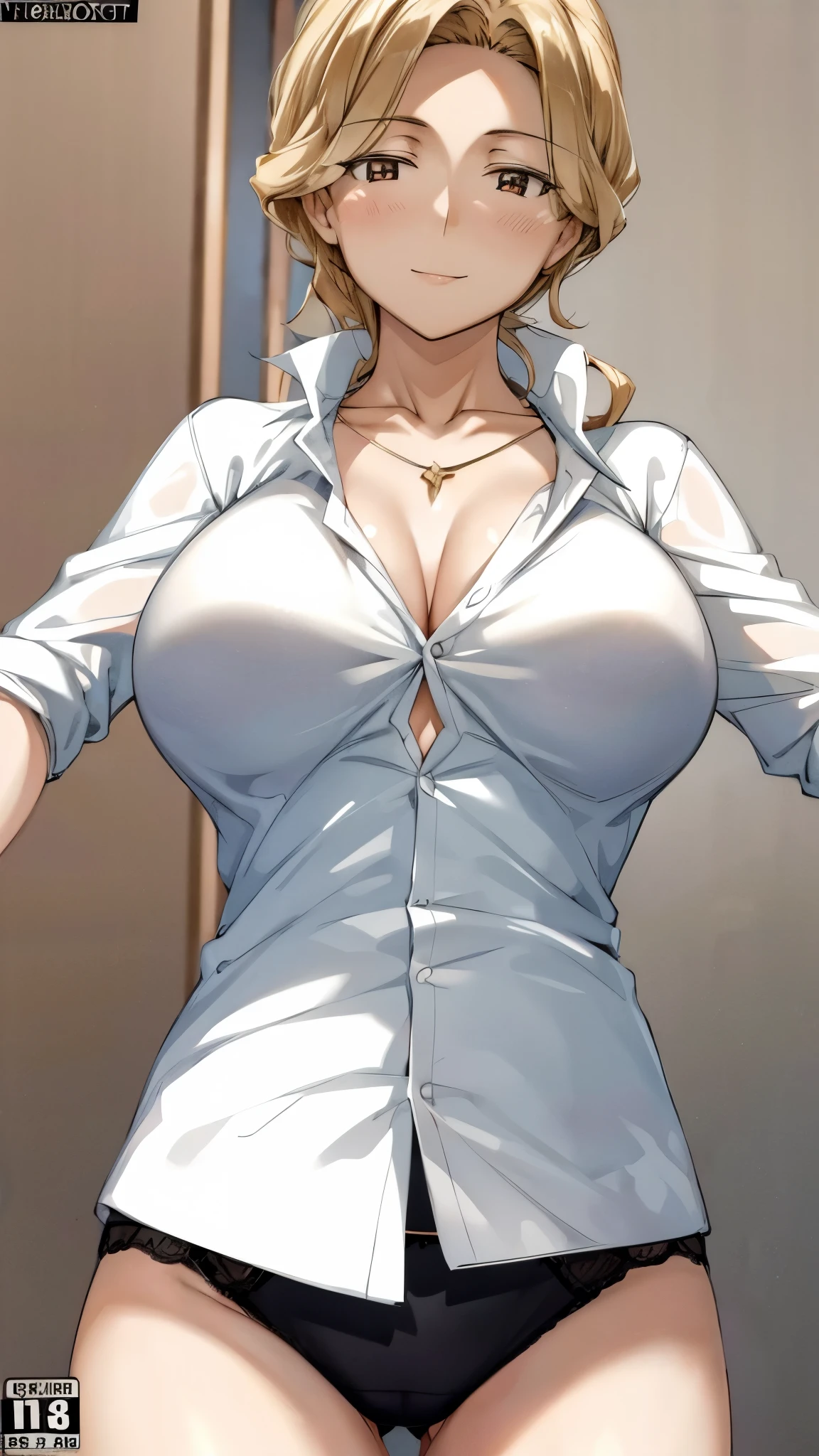 Huge woman, fog, night, dead city, open shirt mini dress, silent hill style,