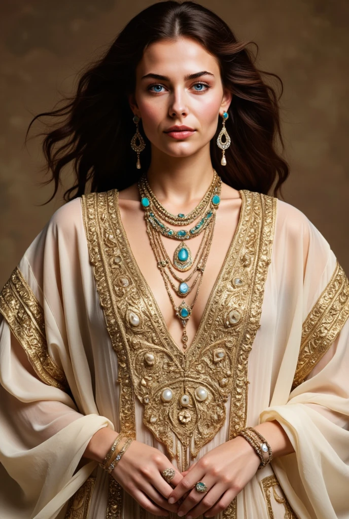 Dress like a fortune teller、Alafed woman with white tank top and necklace, Sexy girl with blue eyes, Portrait Sophie Mudd, light brown hair and big eyes, selfie of a young woman, Chamber Eye, Violet Myers, makeup-free, natural make up, looking straight at camera, Artgram Face, subtle makeup, Amazing full-body photos, Piercing Green Eyes, beautiful angle, Engaging pose, e litrl s, Sexy Pose, fullbody image, full body Esbian, full body photographed, brunette goddess, high detailing, Pose of Satisfaction, Leather pants