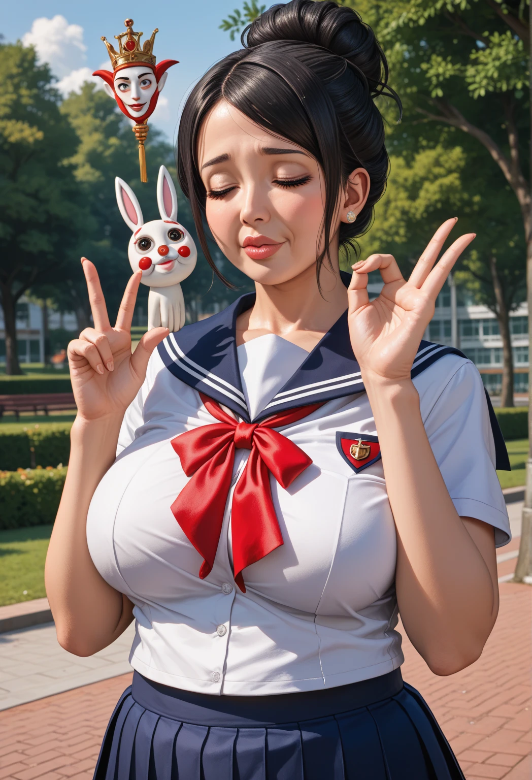 (Best Quality, Masterpiece, Photo realistic, Ultra Detailed, ultra high res, raw:1.3), 1girls, pretty, Japanese, smile, bangs, (big breasts:1.3), (reverse bunnysuit ,heart pasties), (playboy bunny, latex bunny suit, bow tie, wrist cuffs, long sleeves, rabbit ears), (casino), cowboy shot,