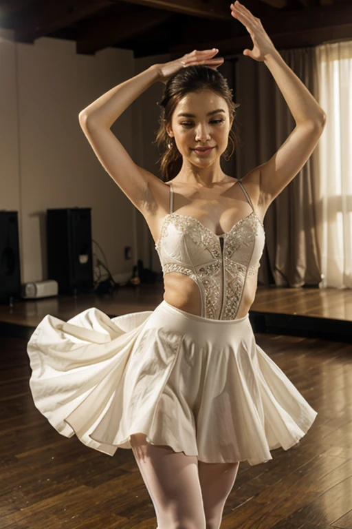 (perfect anatomy),((Ulzan 6500)),beautiful first class ballet dancer,Classical ballet performance Ballet dancer in ballet pose, stage, wearing ballet dress, good hand,4k, High resolution, masterpiece, highest quality, head:1.3,((Hasselblad Photos)), delicate skin, sharp focus, (cinematic lighting), soft lighting, dynamic angle, [:(detailed face:1.2):0.2], beautiful breasts,mechanical limbs,Beautiful ballet moves,accurate pointe work,Elegant pure white tutu and ballet shoes,Soft and flowing tutu,magic lighting,Bright colors,Melting deep depth of field background using Hasselblad,sparkling tiara,Excellent mechanical joint movement,Spin,get down on one knee,The best smile with the corners of the mouth raised,mechanical wing,calm and delicate posture,elaborate gears,Precise synchronization of movements,Smooth and seamless transitions between dance sequences,Fascinating pointe technique,Floating and weightless movement,delicate and precise footwork,Exquisite balance and control.(highest quality,4k,8k,High resolution,masterpiece:1.2),(realistic,realistic:1.37),
