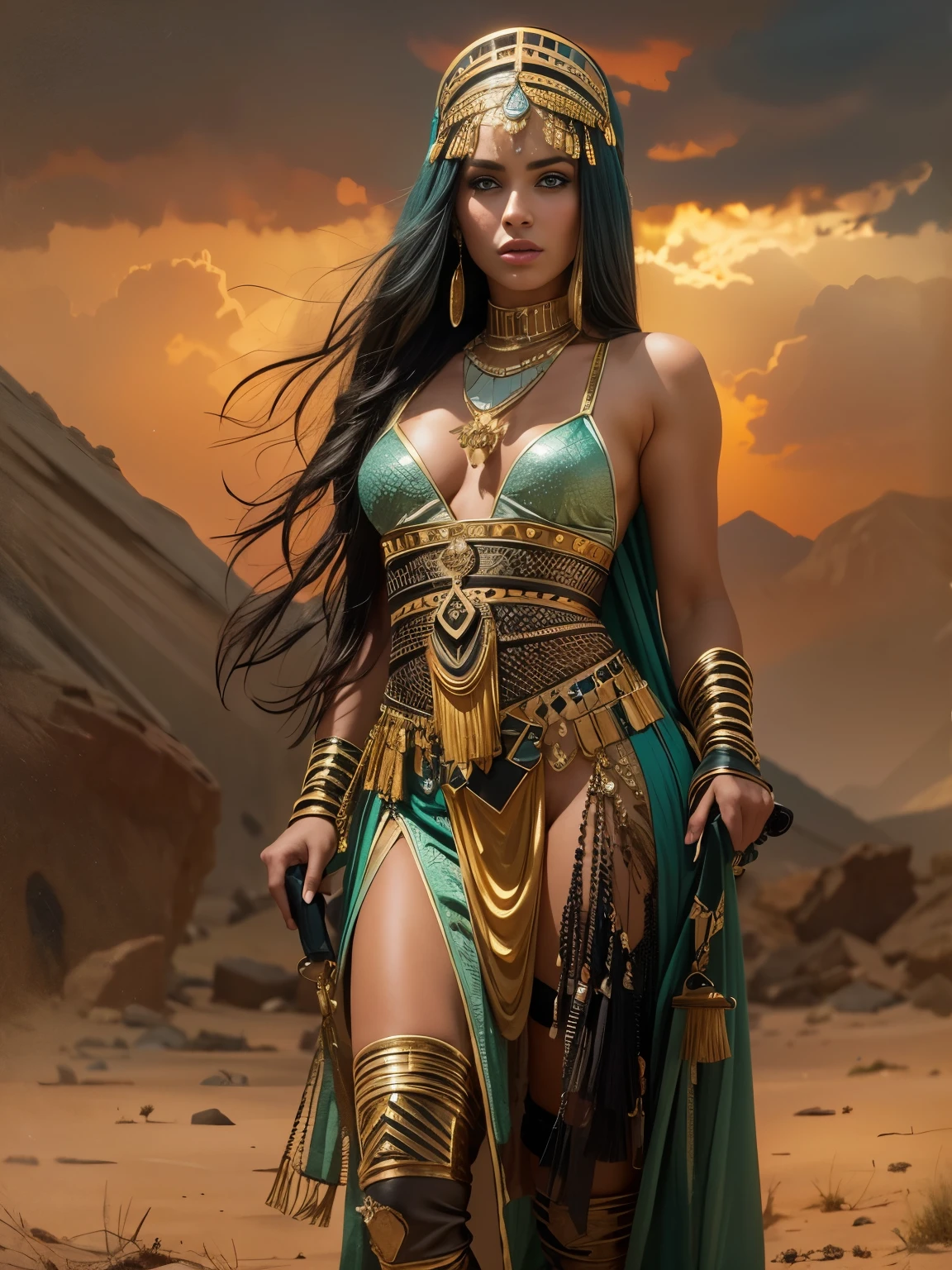 create Lynn Collins, foto by (Dejah Thoris:1.1), in Full body photography of the most beautiful artwork in the world, a beautiful woman in intricate costume burning in the desert, rainbow colors, ArtStation, CGSociety, complex, high detail, clear focus, dramatic, realistic pictorial art trends Greg Rutkovsky