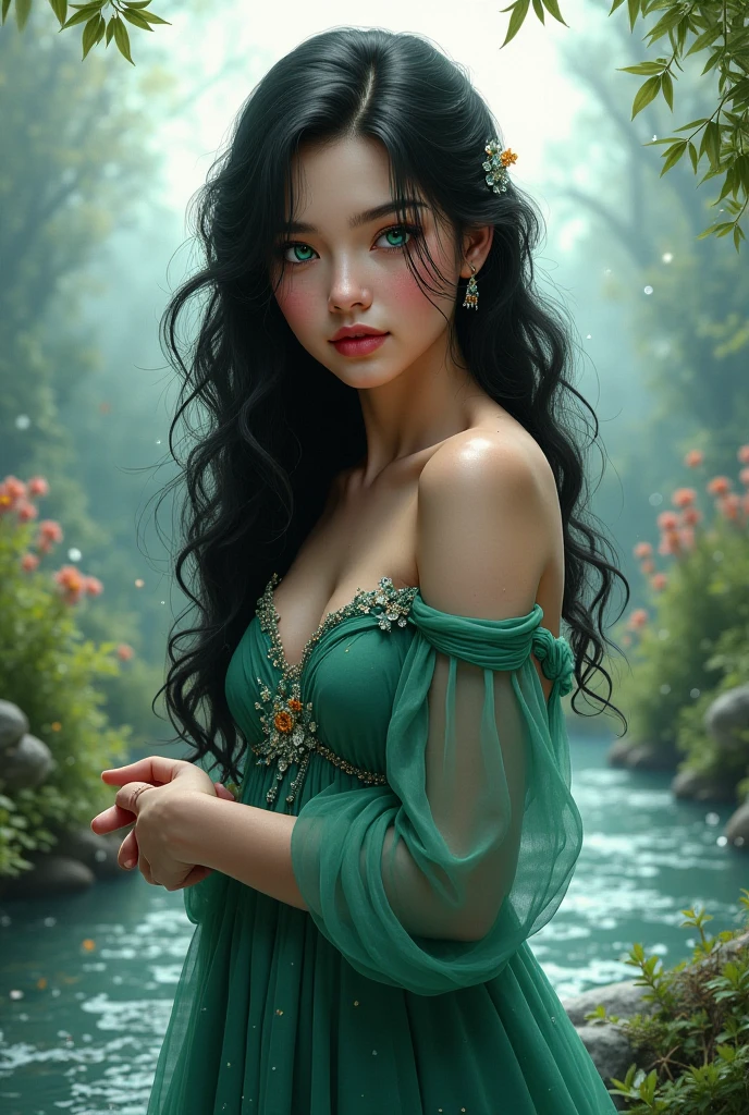 A cute young  naga girl, full body detailed,