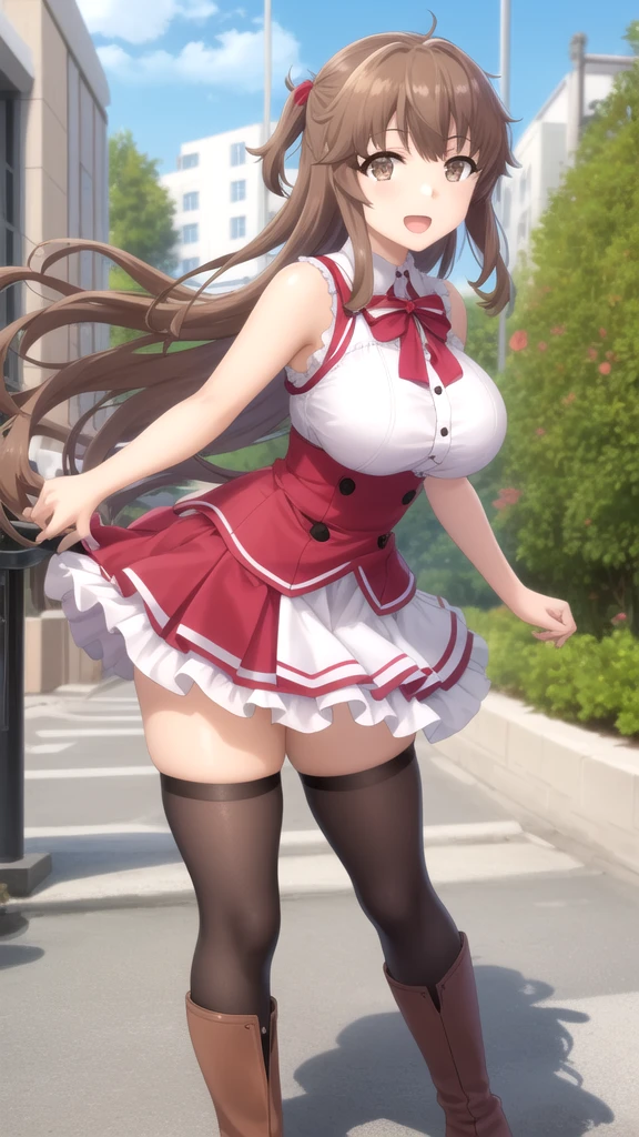girl，Large Breasts，long hair，Topless，Bow，Blonde Hair, Purple Eyes, Cleavage，Large Breasts,whole body，foot