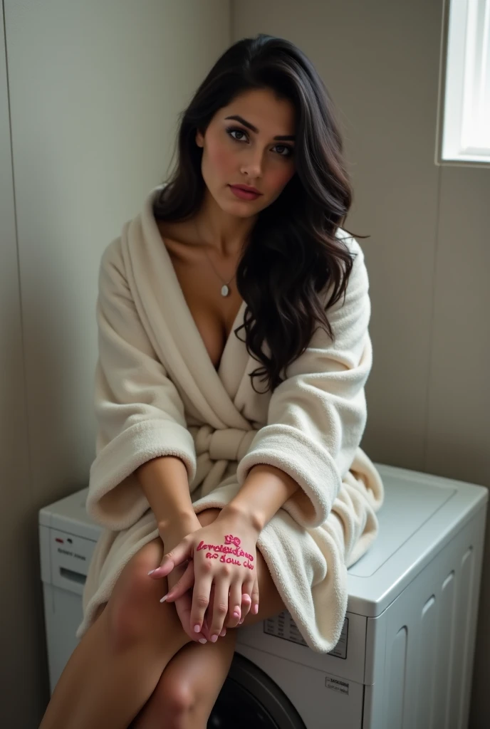Magazine cover，Long hair，,Beautiful sexy woman(Wear Bathrobe),,(Smooth skin),E7E48U，Naturally large breasts