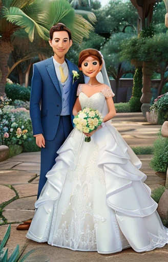 Looking at each other, wedding photo, smiling
