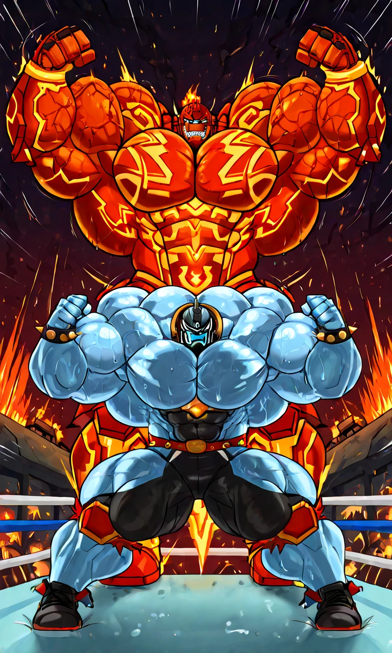 He stands with his back to me, super realistic,Best quality,masterpiece,4k,8k,sharp focus,(detailed veiny muscles:1.2),(surtr:1.2),naked,no armor,full body,naked,big muscles,huge muscles,hyper muscles, flex, bodybuilding, bulge, satisfied eyes, tight-fitting shirt, big breasts, covered with oil