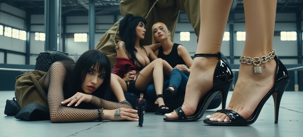 1girl, (nun:1.1), blue hair, messy hair, (braid), young female, ahegao, rolling eyes, (molested by old black men in a crowded subway:1.5), spread legs, black thighhighs, long pleated skirt with slits, torn clothes, (veil:1.1), bare breasts, BreastsApart, showing her face