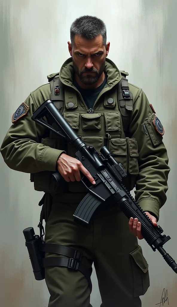 A realistic picture of a soldier holding a kar98 riflein at night time with weak lighting 