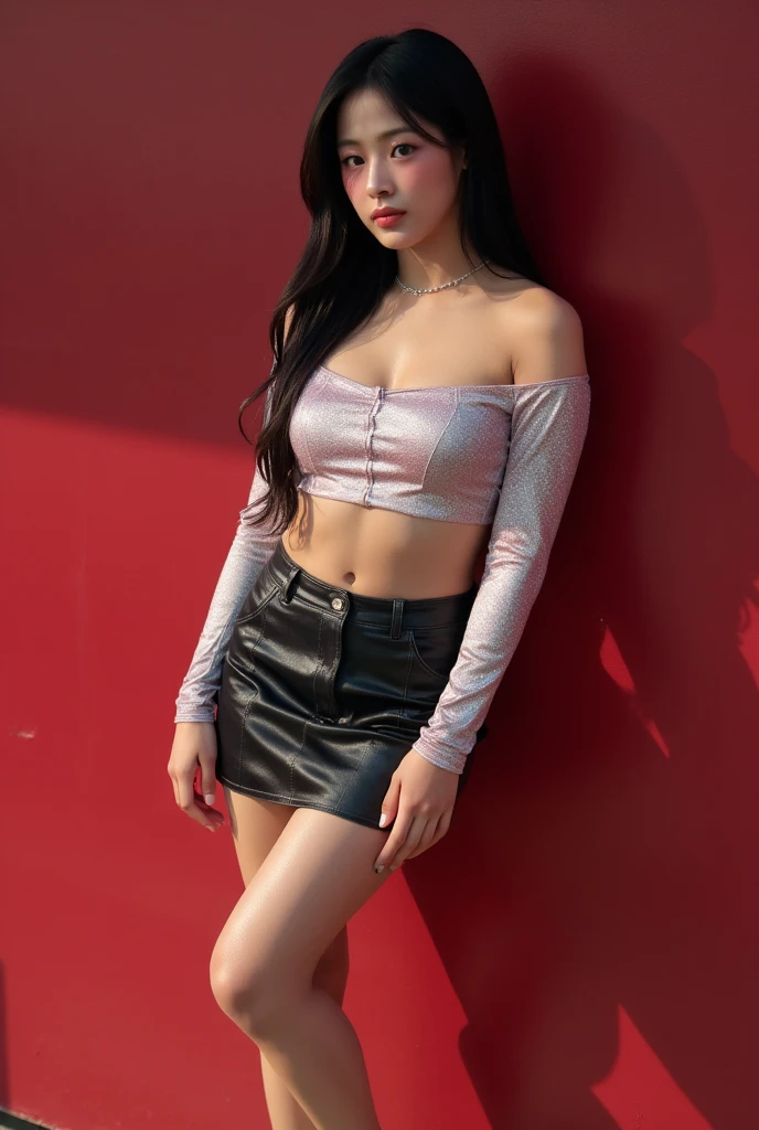 (photograph:1.6)、Inspired by Tokyo、Tense atmosphere、dramatic、(オリジナルphotograph、8K、masterpiece、High resolution、Very difficult)、(Highest quality)、(reality的:1.4)、(Full body woman love:1.6), (reality: 1.6), (movie: 1.5), 20-year-old women, Dark Style, Perfect body, (Beautiful long legs), Muscle lines,Nervous, short hair, Tight Skirt, underground, Pink T-shirt,Torn T-shirt, Sexy high heels,Posters on the wall, Water pipe leak