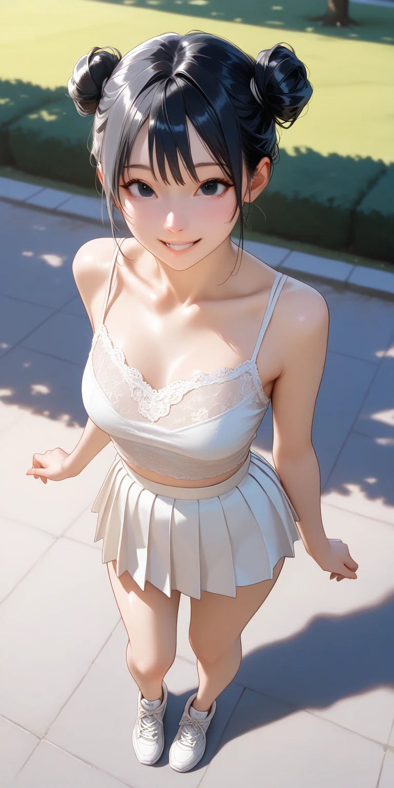 highest quality、High resolution、Detailed Background、Beautiful and dense face、Beautiful, smooth skin、Skin Texture、cute15代の美少女、Realistic、Perfect body line、black hair,shortbob hair、cute髪型、Calm atmosphere、Realistic Face,
Happy expression、smile、Laughter、sexual expression、Upper Body、Tea time at the cafe、small breasts,
Choose white or pastel colors for your lace tops and flared skirts....、Sandals or heels、
If your lace top is see-through, You can also wear it with a camisole underneath for an elegant look..。..、
Choose a lace blouse in a soft color、Add some feminine movement with a pleated skirt.、
Adding lace to the sleeves and collar of the blouse makes it even more cute.、
Choose a colorful lace camisole、Add elegance with a midi skirt、cute、Simple and elegant pearl earrings、delicate chain necklace、
An elegant and sophisticated watch、It's best to choose a design that suits your taste and style....、Leather Belt, Metal Belt、
A simple bracelet that looks great on your wrist、Thin chain and simple design、Thin ring on fingertip、Pay attention to proper balance and layering、cute日本人,, white bra, (show off bra:1.3), white panties,spread legs, sitthing,Spread your legs,Lift up your skirt with your hands,