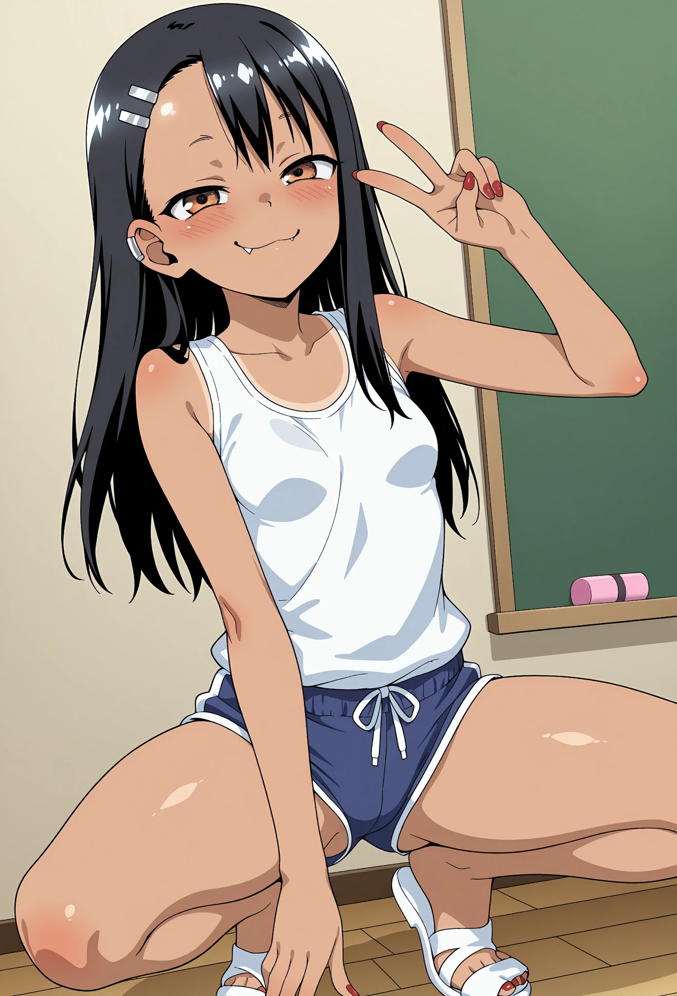 jadechan, short black hair, brown eyes, looking at viewer, shy, masterpiece, full length, locker room at school, flat torso, slim body, cute, open mouth, shiny lips, excited face, pussy, lying on a bench, LYING ON YOUR BACK, wet body, wet hair