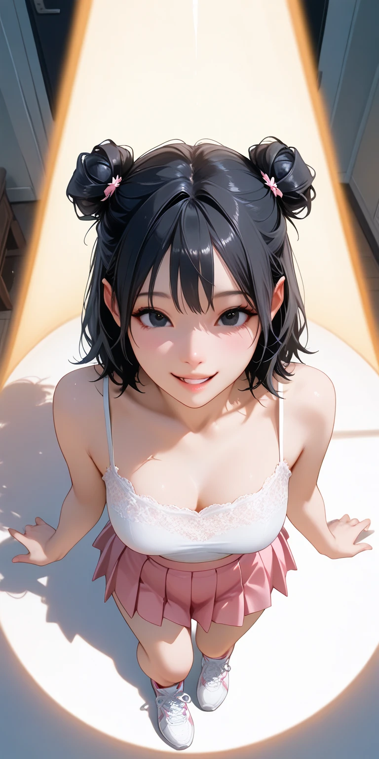 loli anime girl wearing pink wet clothes, realistic shadows, detailed skin, very small breasts, black hair, hair ribbon, very detailed, 8k highly detailed face, perfect face shape, perfect lips, perfect nose, correct beautiful eyes, watching viewer, masterpiece, best quality, single girl, no bra, no panties, solo