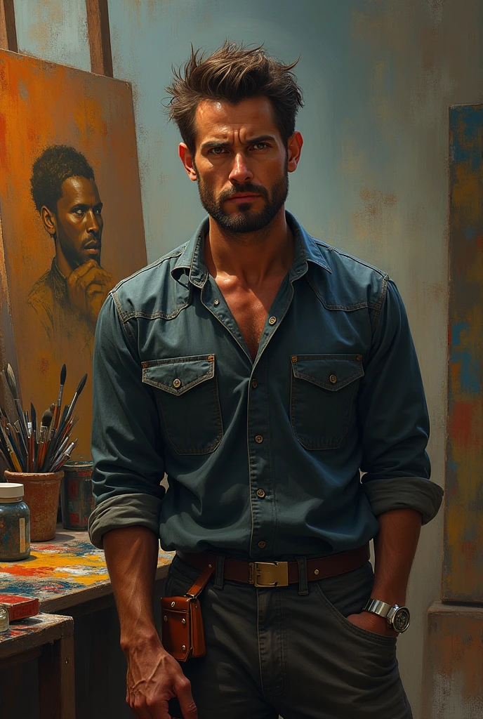 ((images that reflect the strength and masculinity of European workers in various physical tasks)): Energy paleta de colores intensos vibrantes oscuros, becoming the subject composition, un joven latino, cuerpo_esbelto_atletico_tonificado_guapo, usa lentes de lectura, vestido con shorts y sandallias sin camisa, esta parado junto a una silla barroca negra y detalles dorados, el joven con mirada distante y relajada mira a la camara con arrogancia, en una oficina art deco, ventanas grandes para ver la ciudad en un dia soloeado. r. Kevin Sloan an roberto ferri style..., neutral soft colors., 8k resolution, full body, handsome, In the artistic style of norman rockwell, splendid naked, thin and ripped body, detailed realistic muscles, swimming suit, 20 years old. full body, male model. black hair, green eyes, male gaze. handsome. bodybuilder swimsuit, romanticism, symbols and metaphors. Beautiful details, quirky, distinctive images, stylistically diverse painting, Intricate detailsfull body, 20 years old man, shirtless, barefoot, wearing jeans, wearing a toe ring beautifull, gorgeous, perfect realistic detailed muscles, muscled legs, adorable face, taller, masculine gaze, confident look, soft perfect white skin, barefoot, blue eyes, perfect anatomy, portrait, a painting of a young man Pencil Sketches by Albert Eckhout enchanting young man, highly detailed beautyfull face, freedom, soul, digital illustration, approaching perfection , dynamic, highly detailed, watercolor painting, artstation, concept art, smooth, sharp focus, illustration in the style of artists like Russ Mills, Sakimichan, Wlop, Loish, Artgerm, Darek Zabrocki, and Jean-Baptiste Monge (homoerotism_fullbody_nsfw_seductive

