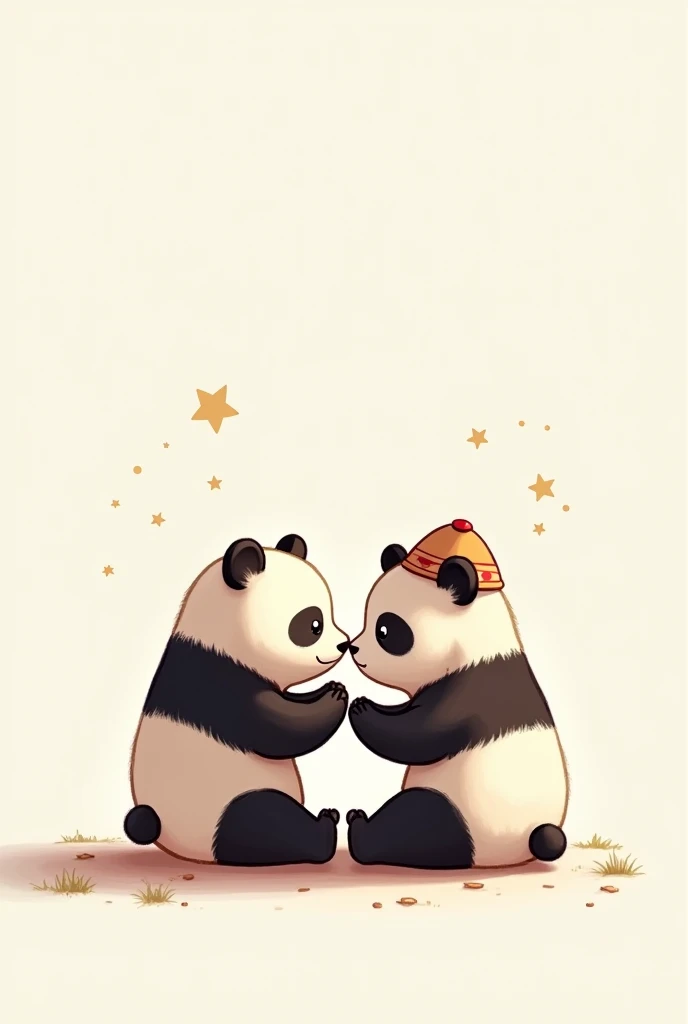Generate an image that has an umbrella made of the Pakistani flag, two pandas holding hearts, each heart with an F written inside it, and a separate background light blur.