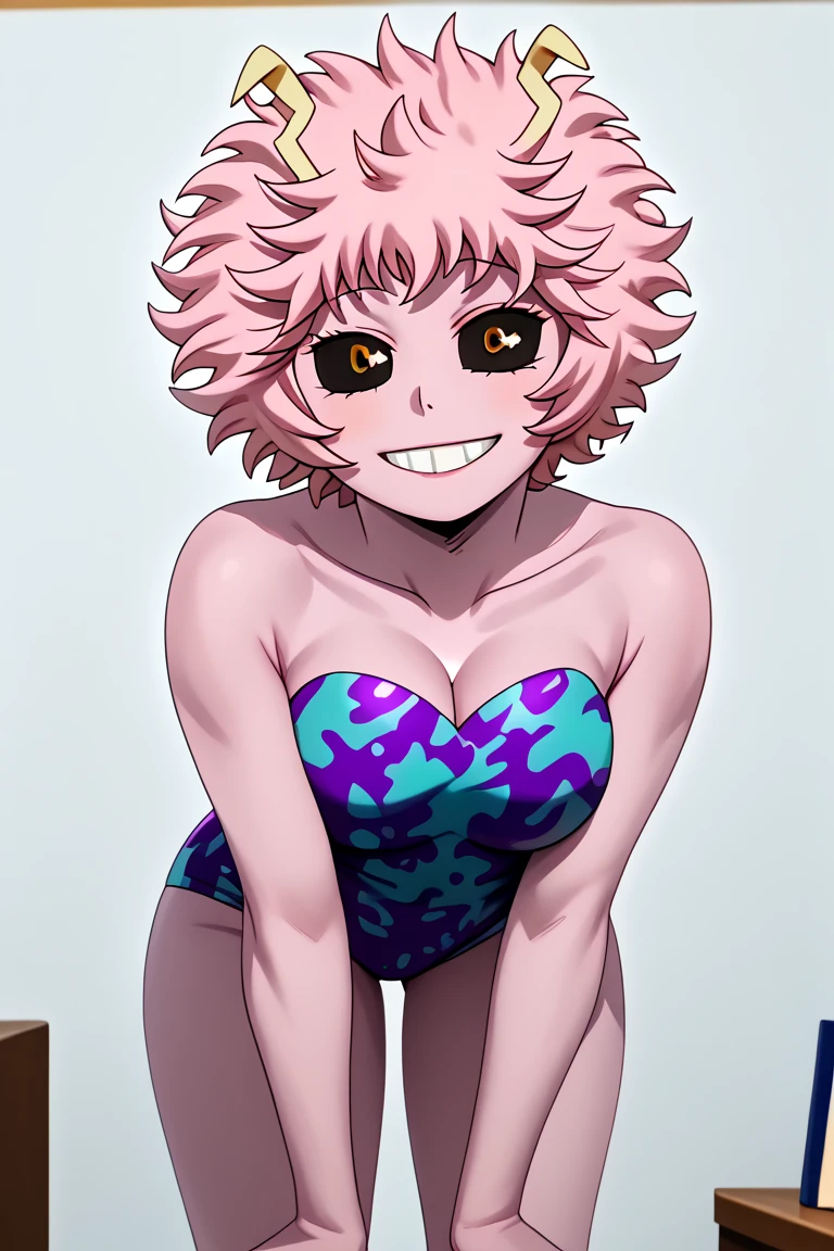 absurdres,, (mature woman1名:1.2), (abs:1.23),huge_breasts、(pink skin:1.3)unity Dynamism,forward leaning posture、well-developed abs:1.5、(pink hair)、spread your legs、she looks away, Loose-fitting clothing、skirt、Blurred Background、Sagging breasts、Leaning forward,((manga style:1.23)) , 、(white background:1.5)、Loungewear、A happy look、Plump body、Sitting、Legs crossed、Watercolor、(Watercolor style:1.8),My Hero Academia、Mina Ashido,