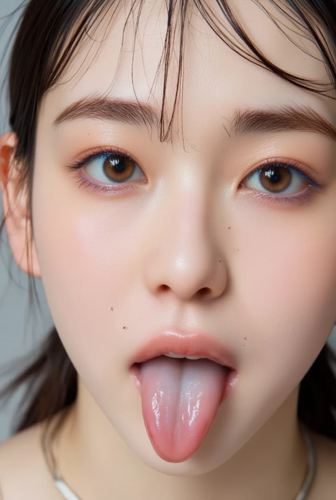 highest quality, Detailed workmanship、high resolution、(8K, High resolution:1.2)、raw photo, photorealistic、slender body shape、high definition face、Face is in focus、close up on face:1.3, high definition eyes、(Focused, symmetrical pupils:1.2)、High-definition and beautiful skin、firm skin、natural makeup、gross lip, High-definition hair texture、masterpiece、japanese woman、high school girl、、very cute, very short hair, (wedding dress), (very embarrassed:1.3), (blush:1.3), embarrassed look、(He is looking at the camera with a shy look on his face.:1.3)、I have my mouth slightly open、(blowjob、male、licking big penis with tongue:1.3)、((cum on face:1.7))、(various shooting angles:1.3)、thin necklace、medium breast, nsfw