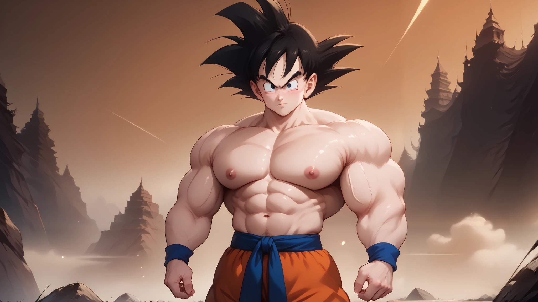 (((Best Quality, 8K, Masterpiece: 1.3)), Full Body, Focus Clear: 1.2, Outstanding Beauty: 1.4, Slender Abs: 1.2)), ((dynamic angle)), (((wide view))), (the best quality,4k,8K,High Resolutions,Masterpiece:1.2),ultra detailed,(realistic,fotorrealistic,fotorrealistic:1.37),foto de goku, bare breast,Extremely detailed muscles, (((A close-up of a cartoon character with a very large, muscular body, bodybuilder, massive pectorals , big , Gynecomastia, flexible pectorals, big muscle, circulatory system, only, Manboobs))), Son goku, goku de Dragon Ball Z, goku de Dragonball Z, goku de Dragon Ball, goku, goku humano, , Dragon Ball Z, dragonball(((Best Quality, 8K, Masterpiece: 1.3)), Full Body, Focus Clear: 1.2, Outstanding Beauty: 1.4, Slender Abs: 1.2)), ((dynamic angle)), (((wide view))), (the best quality,4k,8K,High Resolutions,Masterpiece:1.2),ultra detailed,(realistic,fotorrealistic,fotorrealistic:1.37),foto de goku, bare breast,Extremely detailed muscles, (((A close-up of a cartoon character with a very large, muscular body, bodybuilder, massive pectorals , big , Gynecomastia, flexible pectorals, big muscle, circulatory system, only, Manboobs))), Son goku, goku de Dragon Ball Z, goku de Dragonball Z, goku de Dragon Ball, goku, goku humano, , Dragon Ball Z, dragonball, muscular male , pectoral muscles , big nipples , oversized pectoral muscles , talled, exaggerated pectoral muscles , body exposure , cute , male , abs , big chest , (huge chest: 1 . 65), wet skin:1.5