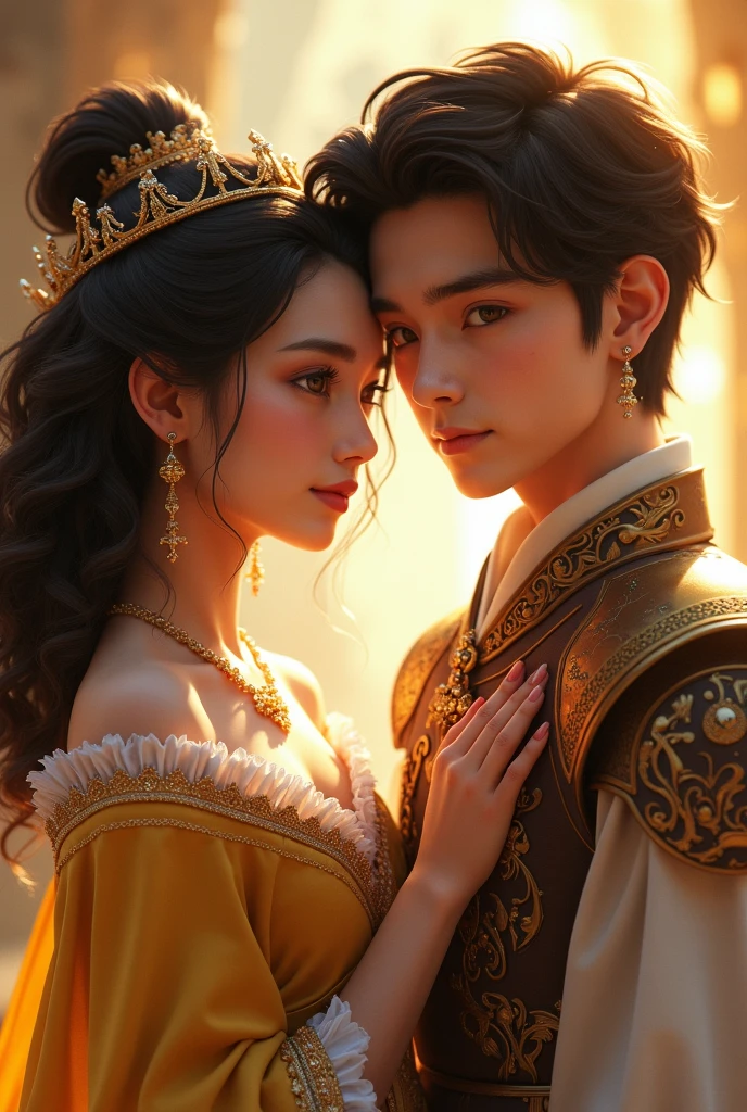 8k, masterpiece, RAW photo, best quality, photorealistic, extremely detailed CG unity 8k wallpaper, Depth of field, Cinematic Light, Lens Flare, Ray Tracing (extremely beautiful face, beautiful lips, beautiful eyes), intricate detail face (ultra detailed skin), 2 people, Aladdin and Jasmine, fly on magic carpet, love story, disney animation , blue genie fly with Aladdin and Jasmine , Disney genie of the magic lamp , fly on the Sky with Aladdin and Prencess Jasmine