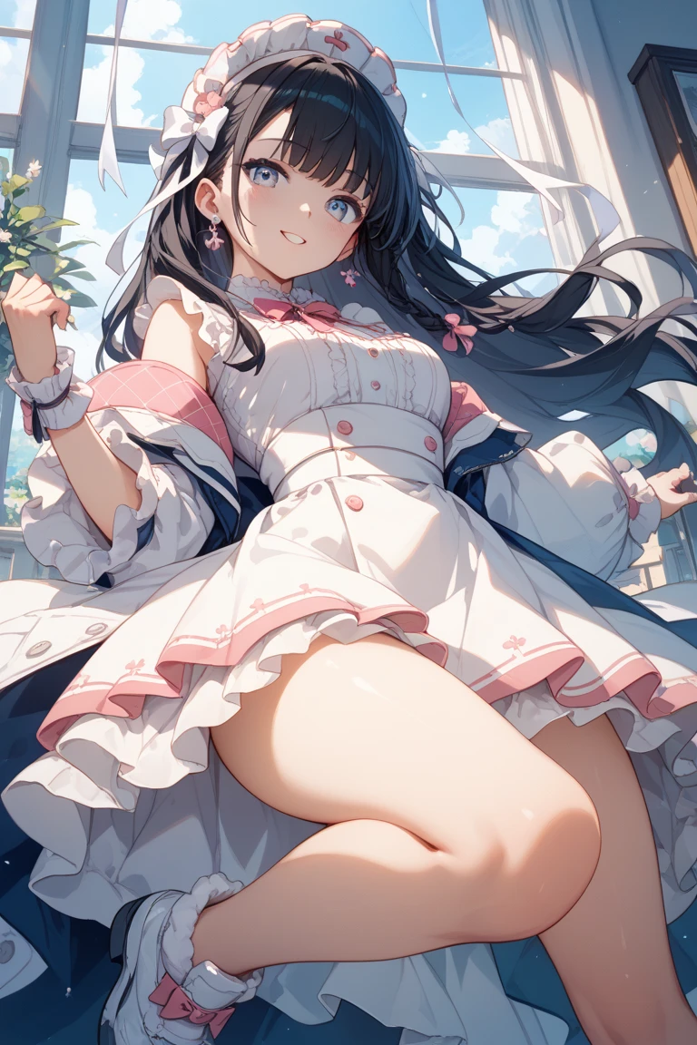 Shyness、embarrassed from、panties small、Clear liquid leaks out of the crotch、 animesque、weddingdress、chies、wedding hall、hime、A Princess、s ass、turned around、frombelow、low angles
