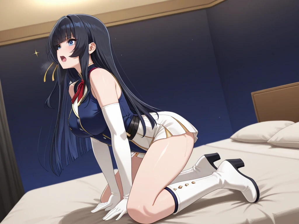 1 Beautiful Girl, Sailor Mars, Long Black Hair, Red elbow pads White long gloves, (Sailor Senshi Leotard:1.4), (The leotard is white:1.7), Blue collar Red ribbon, Ultra-thin fabric leotard, (blush), masterpiece, highest quality, High resolution, (With a 30-year-old mafia man, penis:1.4), Perfect limbs, (Mating press:1.2), sexual intercourse, ((((penis enters vagina)))), behind, (Beautiful crotch), Spread your legs, Beautiful vagina depiction, ((Binding, Rotate your arms behind your back:1.4)), ((Restrained by rope)), A beautiful girl has sexual intercourse with a man