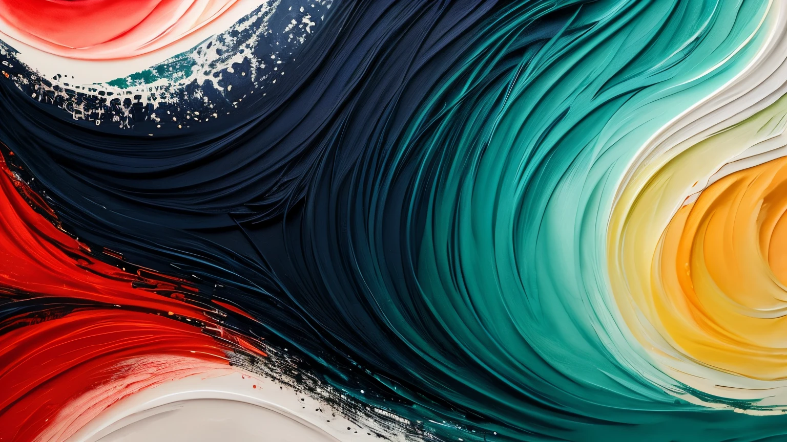 A mesmerizing abstract watercolor painting featuring a harmonious blend of deep navy blue and vibrant teal green. The fluid, organic texture mimics the natural flow of liquid paint, creating soft gradients and intricate marbling effects. Delicate splashes and subtle waves add depth and movement, while the overall composition maintains a dreamy, ethereal aesthetic. The colors seamlessly merge in a dynamic yet soothing manner, perfect for modern backgrounds, artistic banners, and elegant design projects. Ultra-HD, high resolution, smooth transitions, no harsh edges, purely abstract and visually captivating