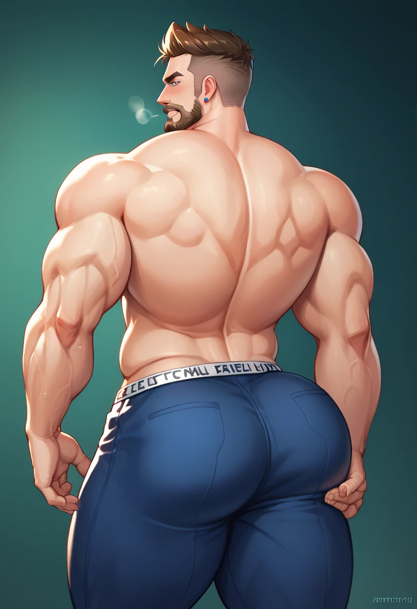 (highest quality:1.5), (masterpiece:1.5), (High school gymnasium:1.2), (Japanese:1.5), round face, short beard, solo, (white tank top:1.3), (red jersey pants:1.3), male, (macho:1.3), (huge body:1.5), 42 years old, crew cut, Are standing, (shoot from side:1.3), (The crotch bulges a lot:1.5), close-up body