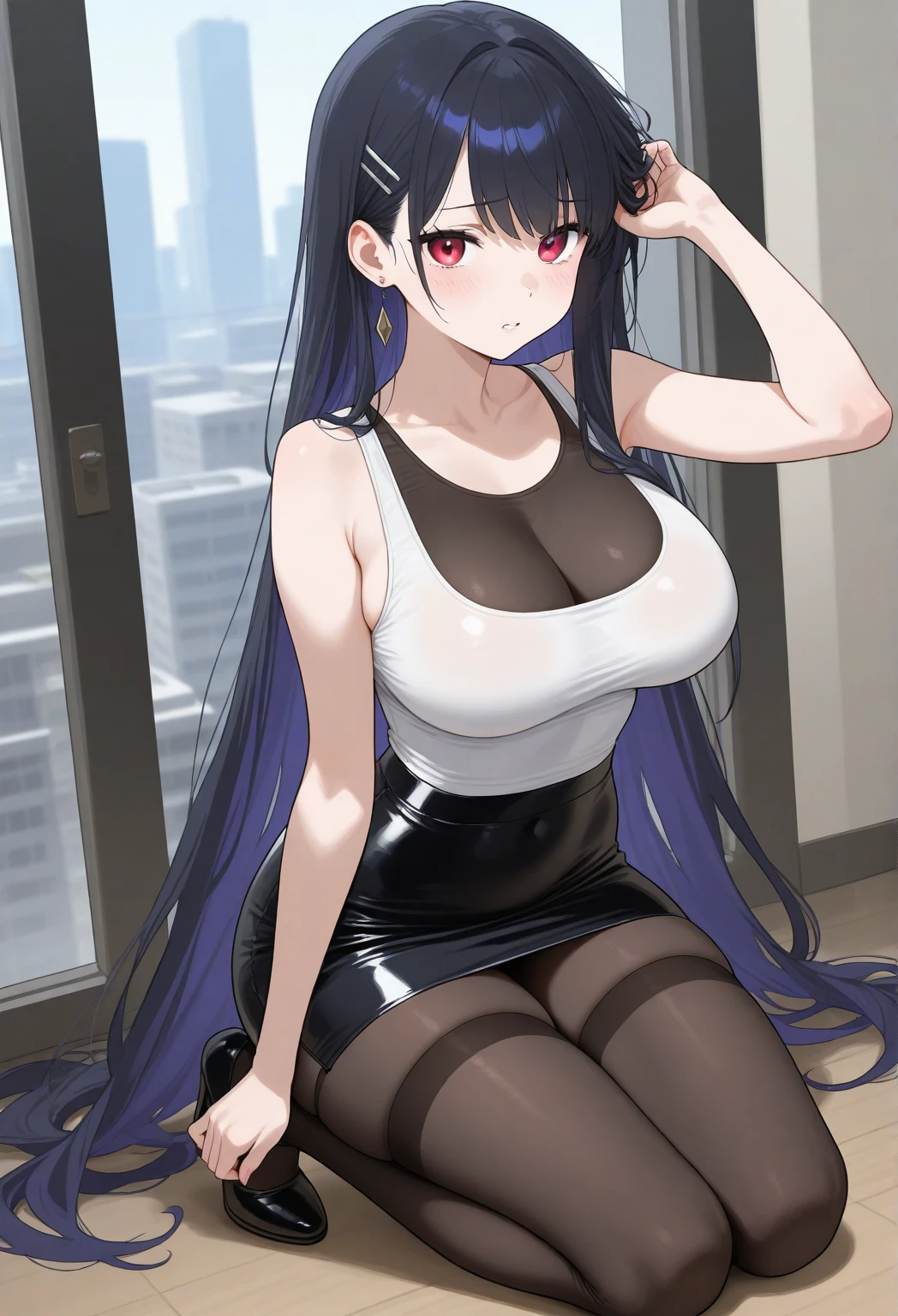 The best super busty、Black Hair、Cleavage、Miniskirt、Thighs、high resolution、Ultra HD、Knee socks、Absolute area、train、seat、Armpit、Close-up、Voyeur style、両Armpit上げ、No sleeve、Sexy、Long Hair、OL、Age 35、suit