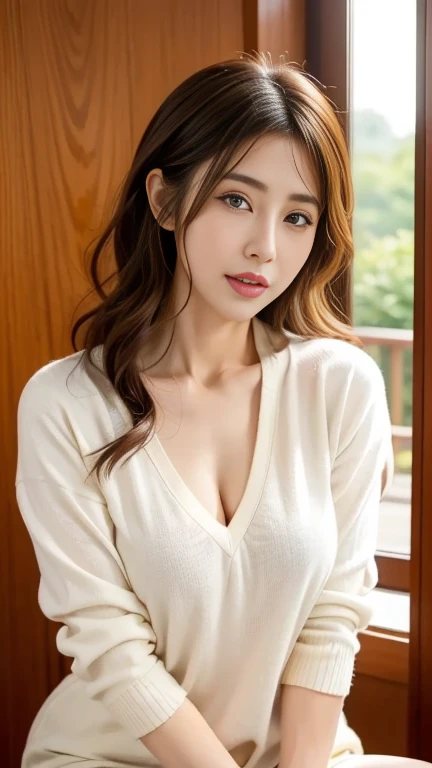 masutepiece, Best Quality, Illustration, Ultra-detailed, finely detail, hight resolution, 8K Wallpaper, Perfect dynamic composition, Beautiful detailed eyes, doress,Medium Hair, mid-chest, Natural Color Lip, Random and sexy poses,Smile,Tower Mansion