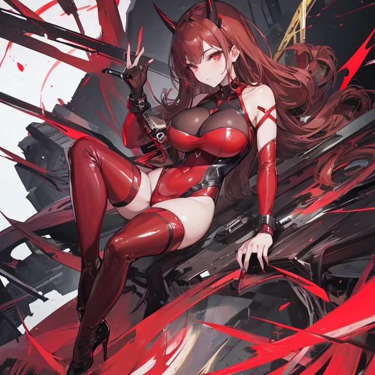 (Mejor calidad, ultra detallado, best illustration, Mejor sombra, Obra maestra, high resolution, obra de arte profesional, obra de arte famosa), (1 chica, solo), elesh norn, small breasts, piel roja, (vaqueros, Equipos),
BREAK vast white and red biomechanical landscape, sexy, 20 years old