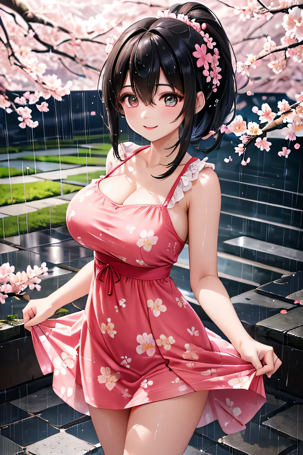 (High resolution:1.4)、(High resolution:1.4)、Beautiful girl alone、Black Hair、short hair、「Idol Master」character「Makoto Kikuchi」、Facing the camera、Beautiful Skin, Cinematic colors、Incredibly realistic textures、Photorealistic and colorful、stylish、Beautiful and rich breasts、Attractive large waist、Underarm、[[[Good move]]]、Highly detailed face and eyes、Jumping in the summer park、