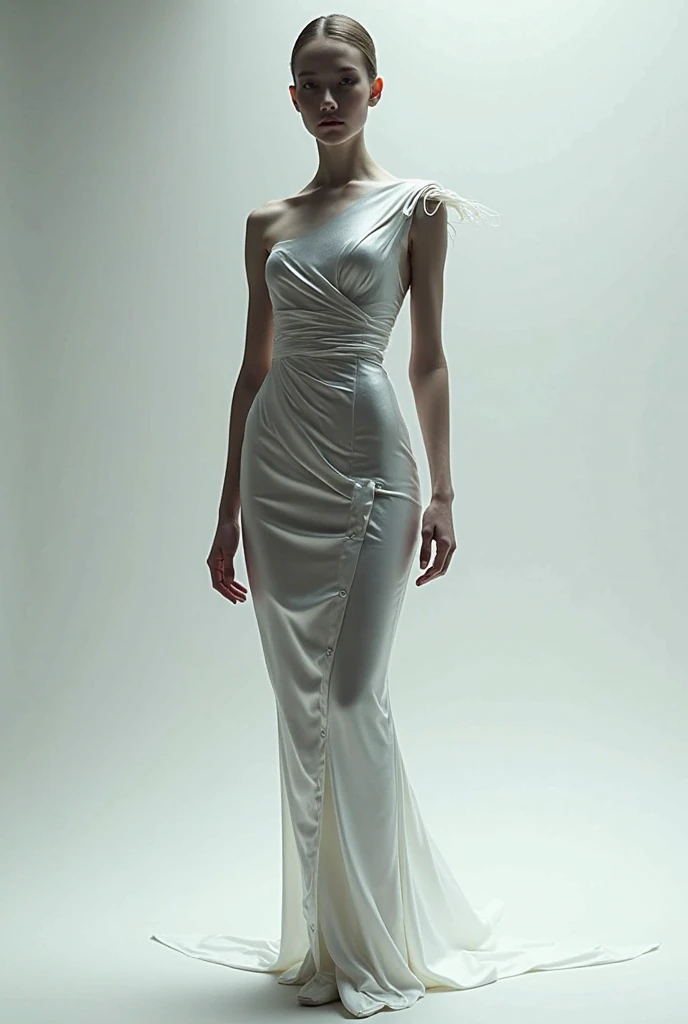 (masterpiece:1.2, best quality), (Vogue magazine cover), Mediterranean elegance, light fabrics, soft sea blue or gentle pastel pink tones, understated sophistication, (she’s wearing a Mediterranean Grace outfit - a long, flowing dress that reaches the ankles with a subtle side slit, a delicate belt at the hip accentuates the waistline, exuding tranquility and grace), (hair loosely styled, complementing the relaxed yet elegant vibe), (standing with a serene, graceful expression), (background with soft, warm Mediterranean colors, subtly enhancing the outfit’s theme).