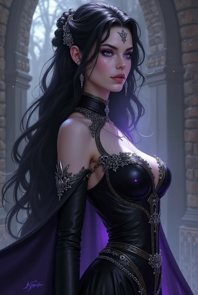 a beautiful vampire girlfriend, detailed face and eyes, long eyelashes, porcelain skin, flowing dark hair, elegant gothic dress, dramatic lighting, moody atmospheric colors, fantasy setting with mist and moonlight, (best quality,4k,8k,highres,masterpiece:1.2),ultra-detailed,(realistic,photorealistic,photo-realistic:1.37)