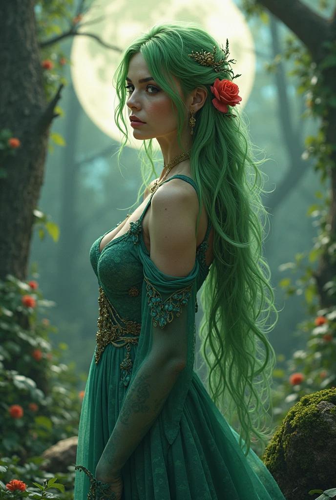 Medusa sitting covered in cherry blossom flowers 
