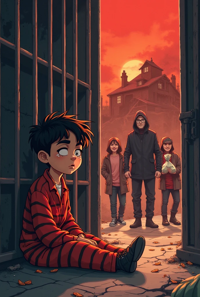 A group of people stood in front of the screen with scared expressions, horror, in the room